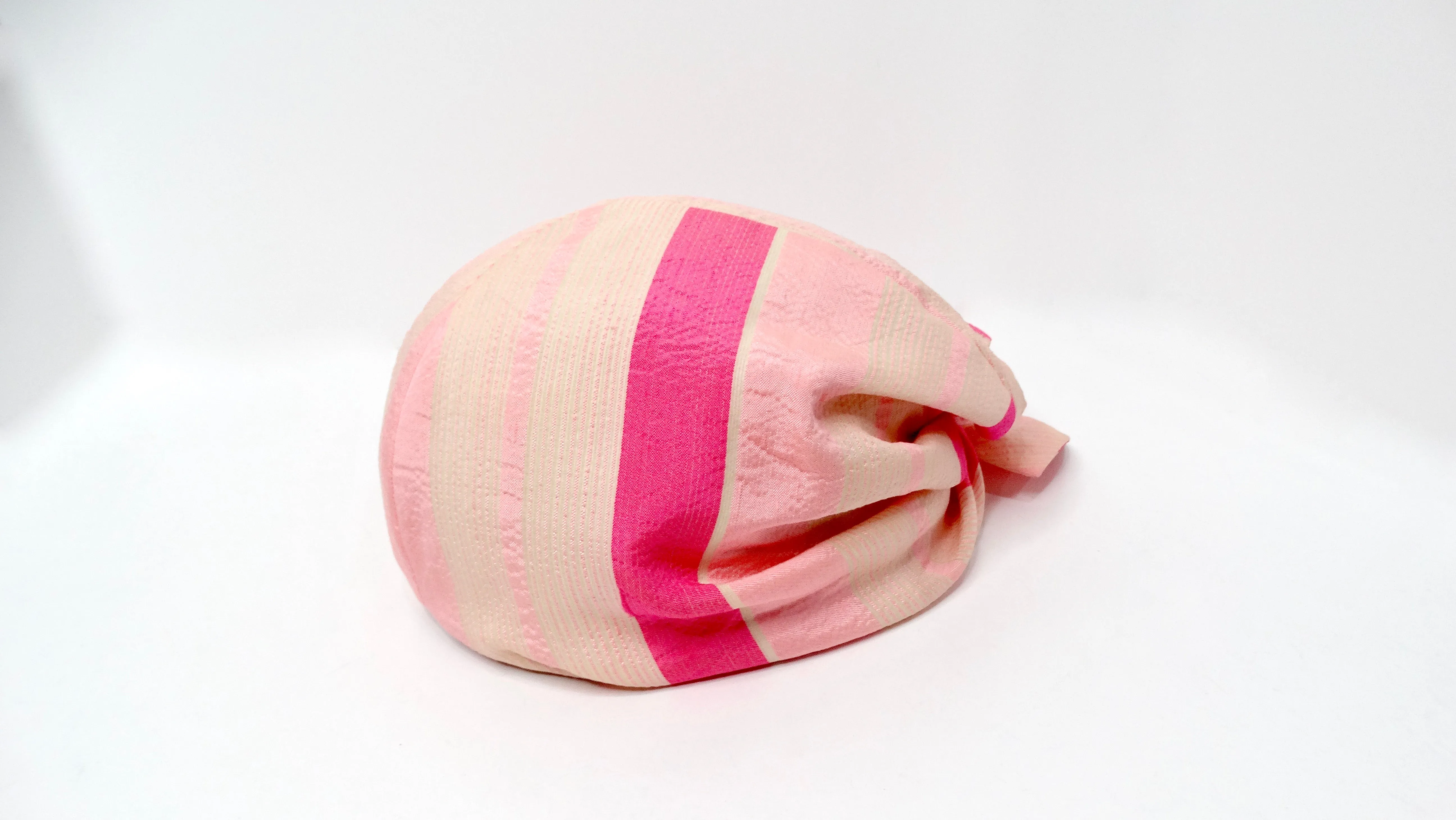 1960s Neiman Marcus Custom Pink Stripe Print Silk Turban