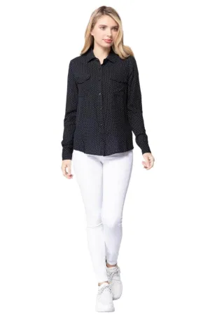 3/4 Roll Up Slv Dot Print Shirt