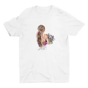 A Lady with Flowers Cotton Tee