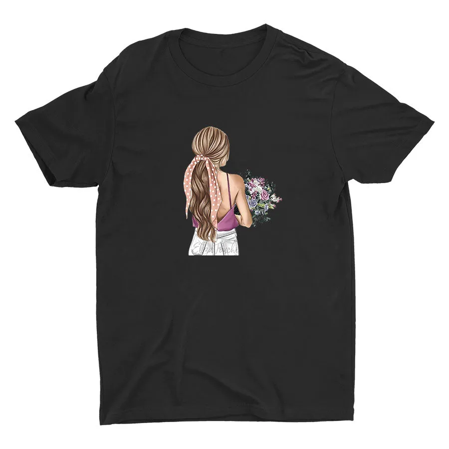 A Lady with Flowers Cotton Tee