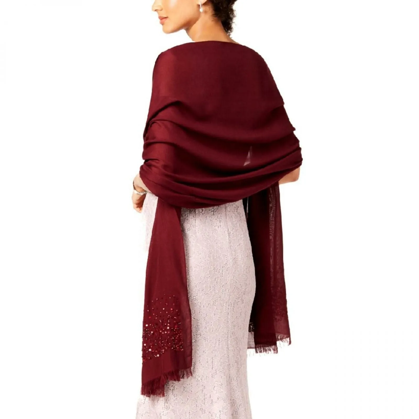 Adrianna Papell Women's Beaded Pashmina Fringe Shawl