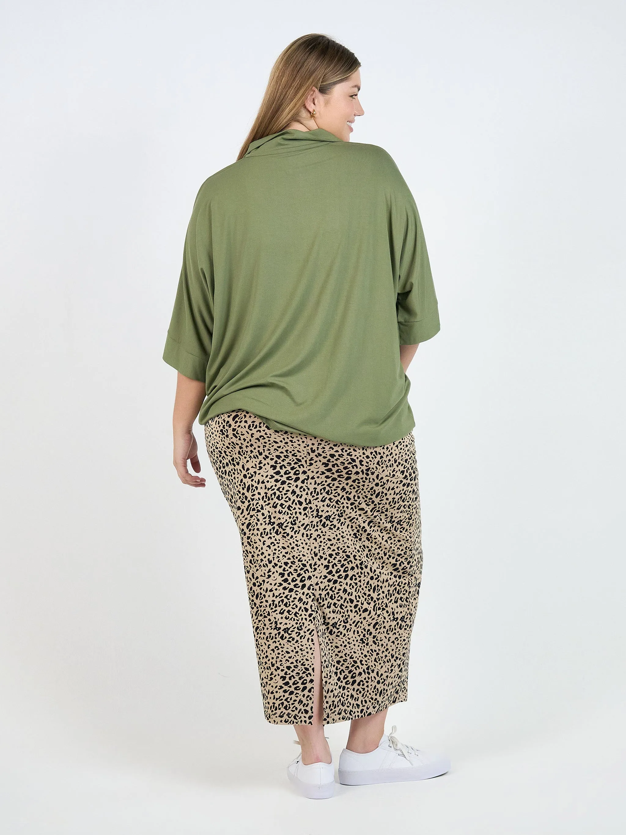 Alanis 3/4 Sleeve Collared Shirt - Olive