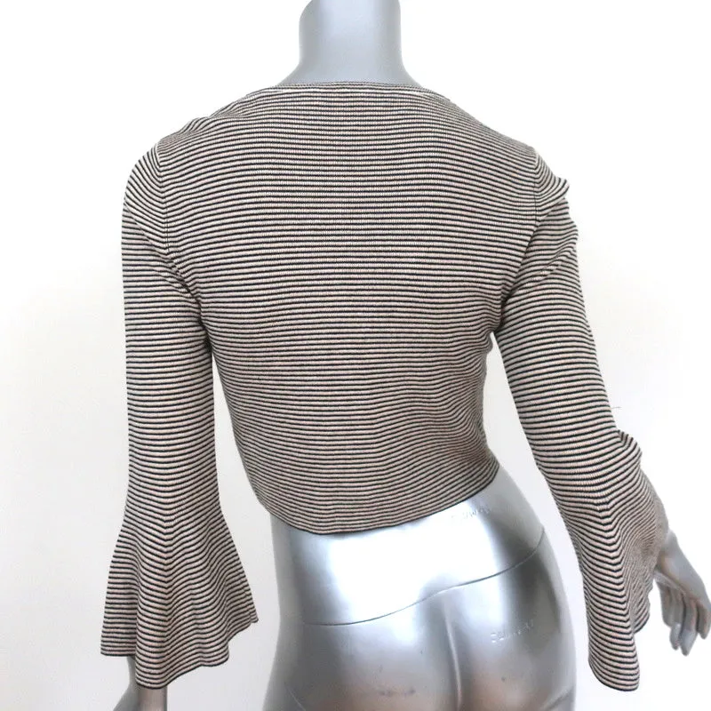 A.L.C. Bell Sleeve Crop Top Shiloh Beige Striped Wool Size Medium