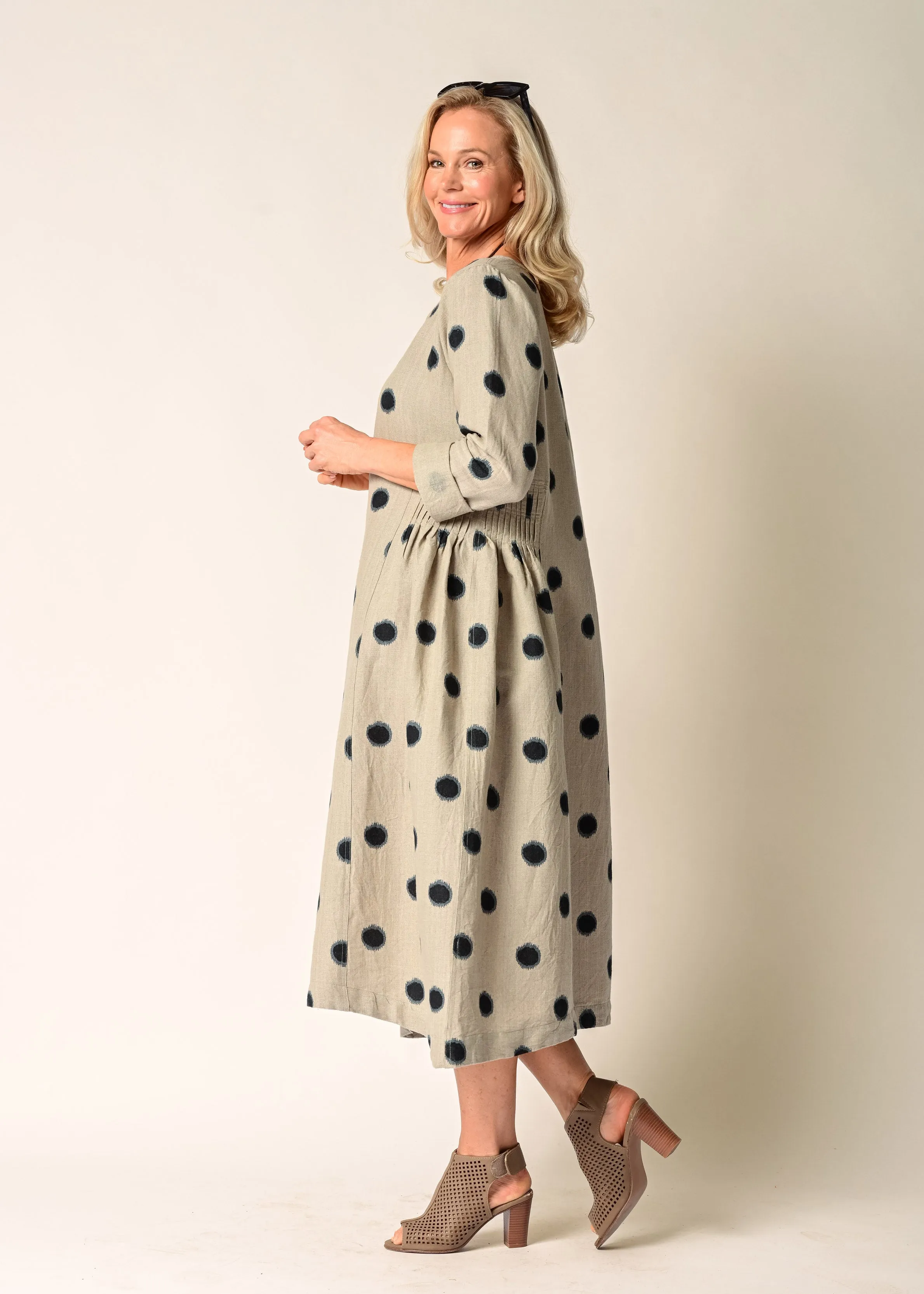 Alpine Linen Blend  Dress in Latte