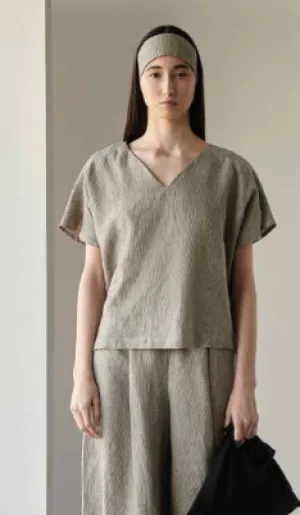 Anza Top in Striped Linen