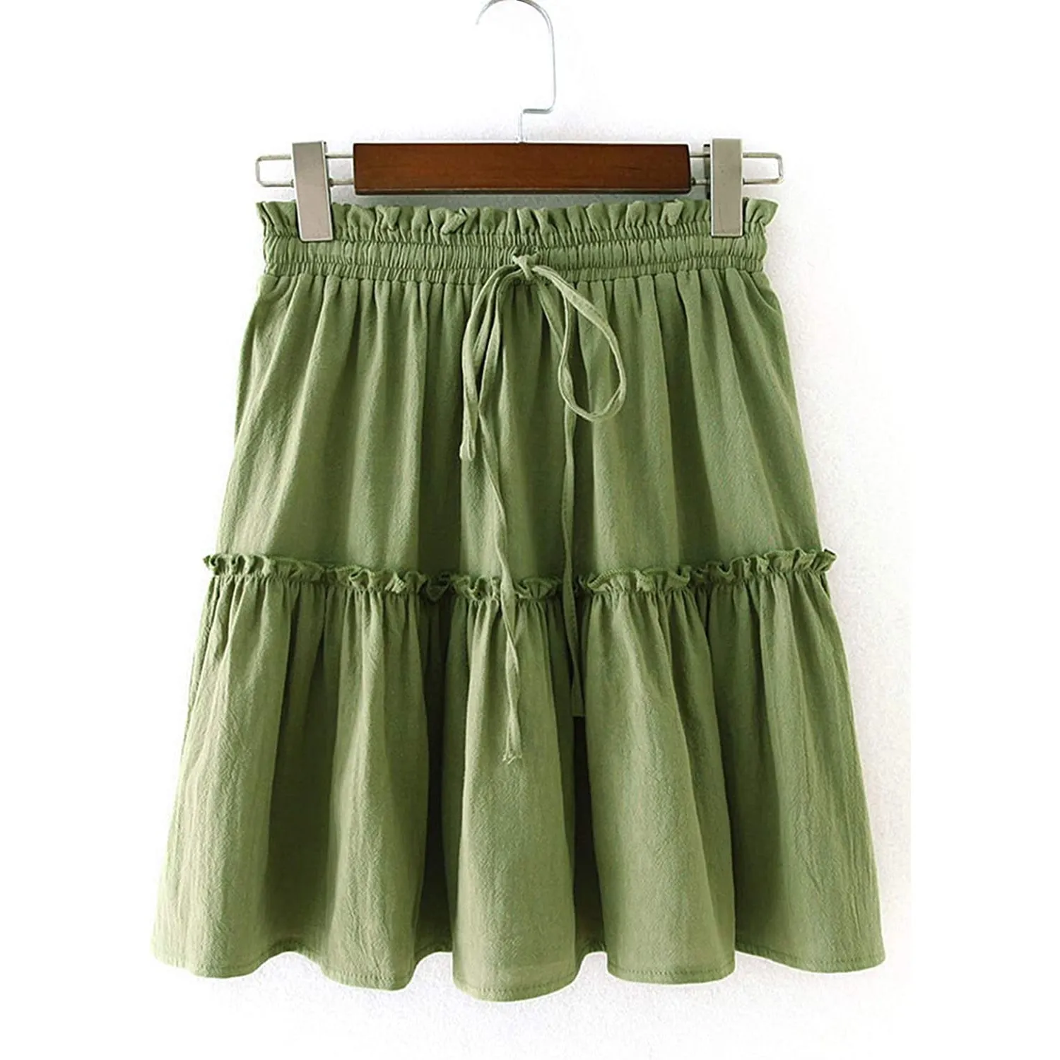 Arjungo Women's Ruffled Boho A Line Skater Mini Skirt
