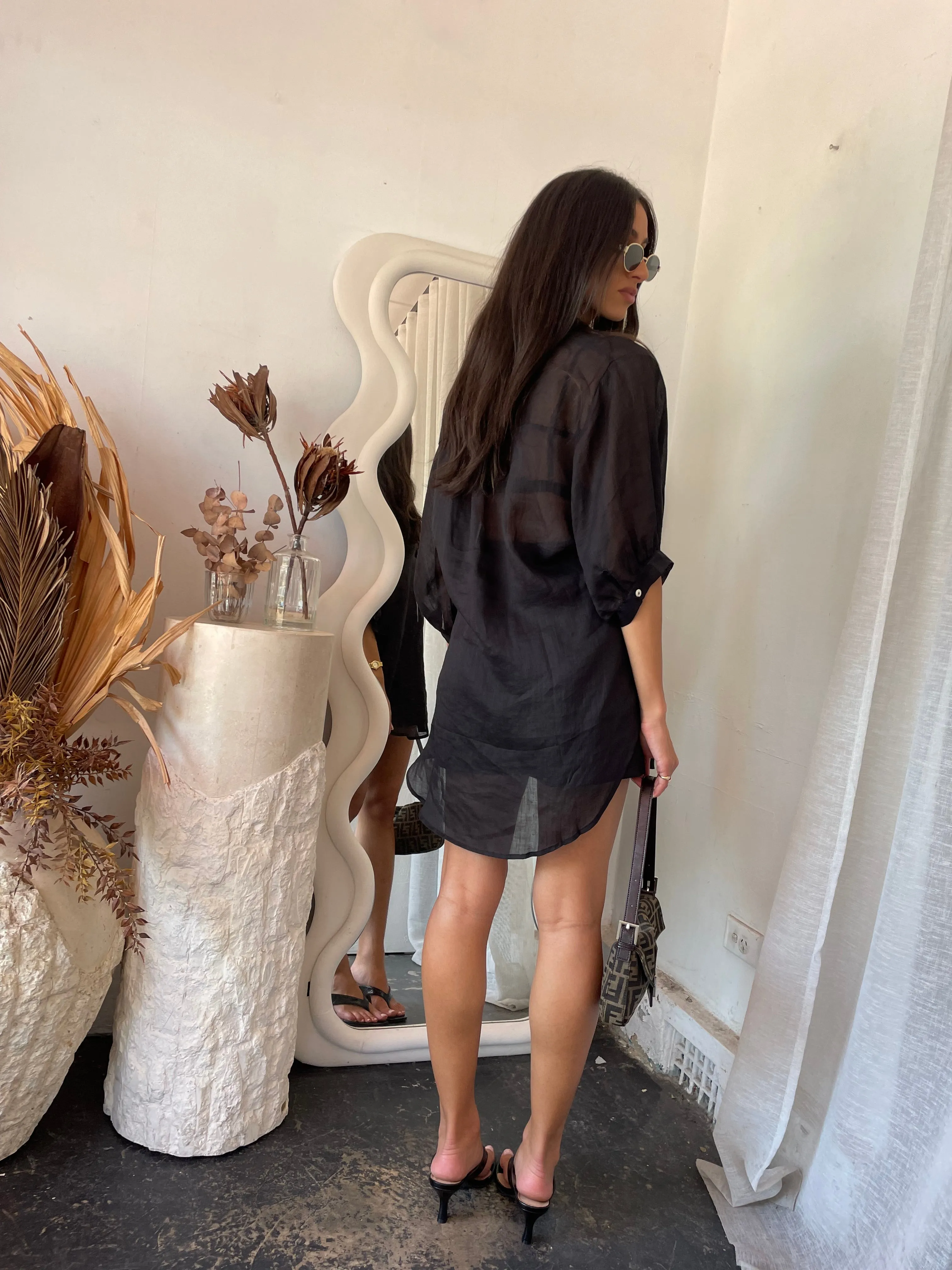 Aurora Longline Sheer Linen Top