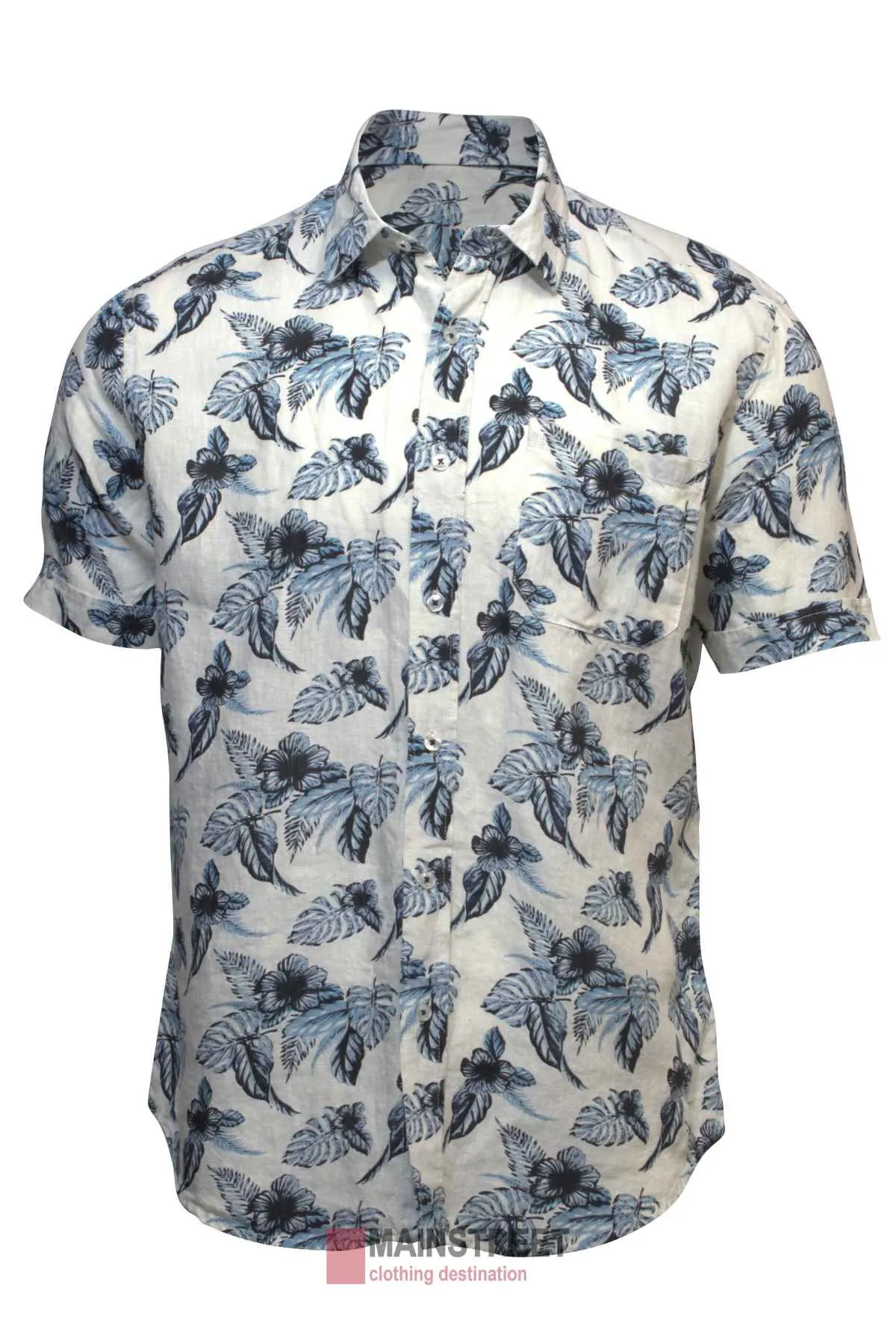 Back Bay Linen Print Short Sleeve Shirt
