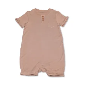 Bamboo Short Sleeve Romper with Buttons (Maple Sugar)