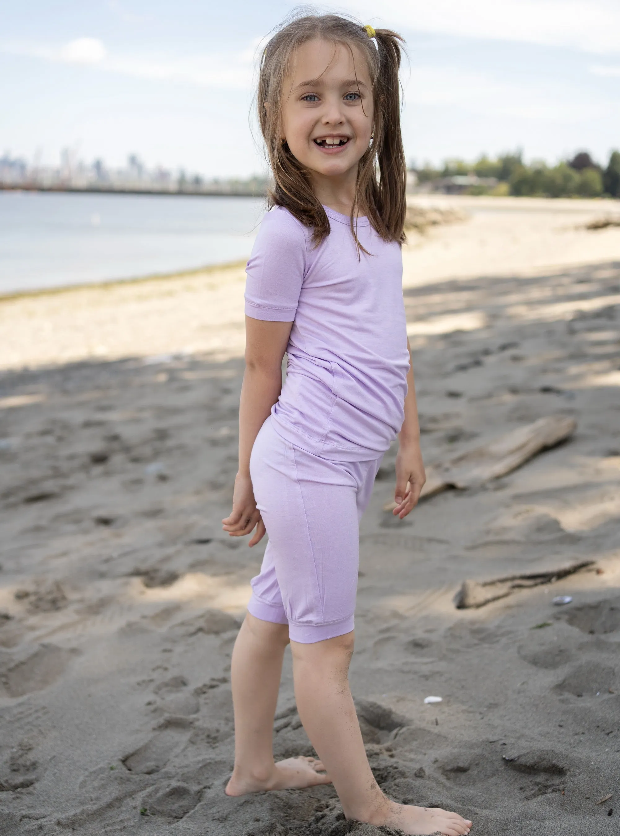 Bamboo Short Sleeve Top & Shorts Pajama Set (Lavender Bloom)