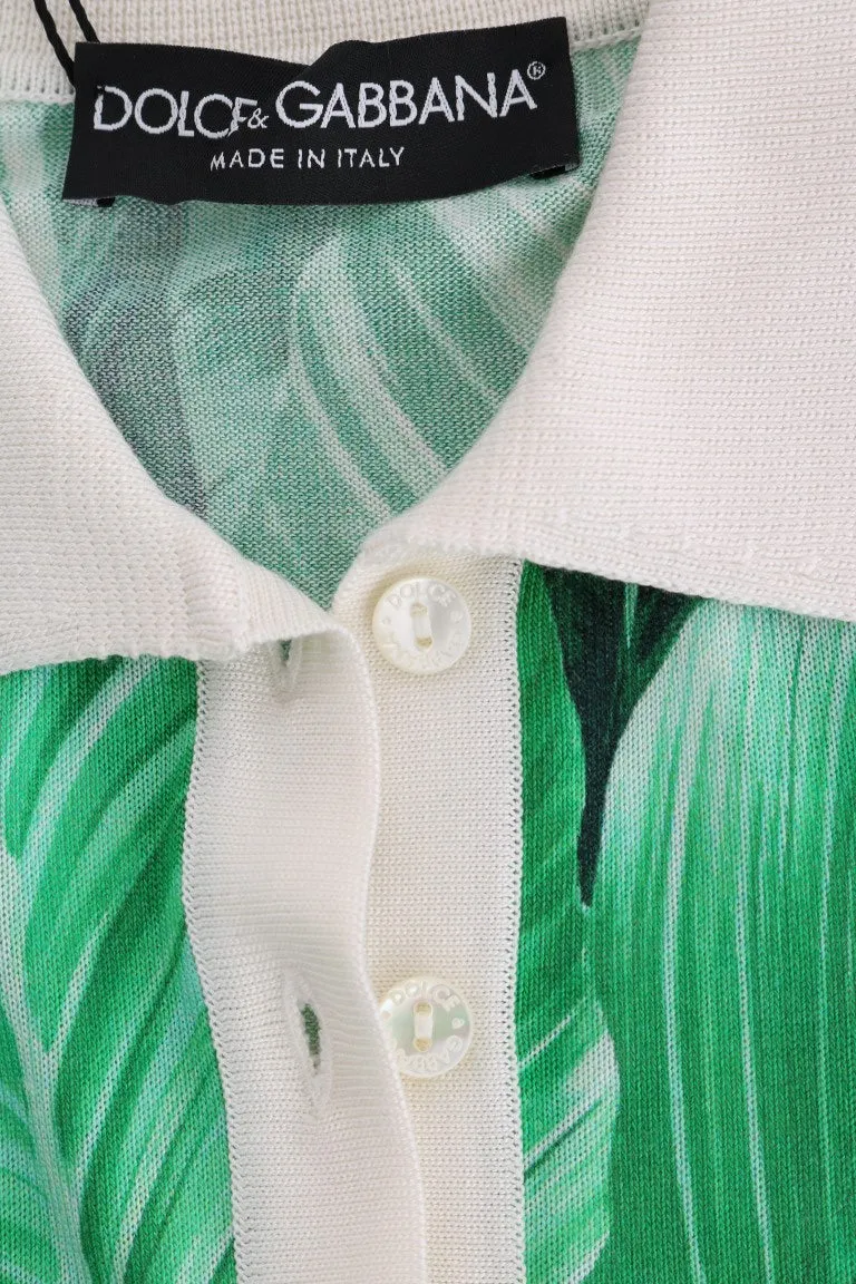 Banana Print Silk Polo T-Shirt