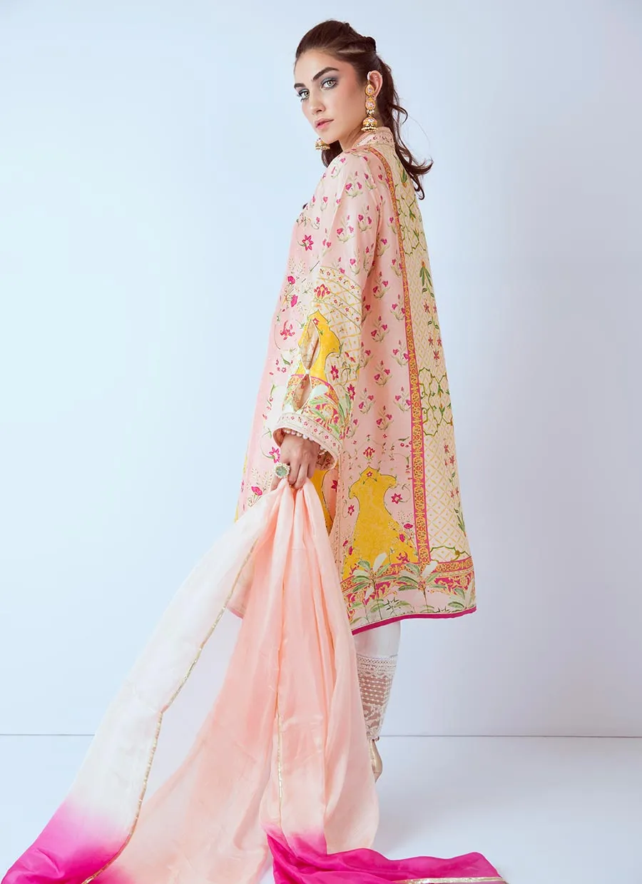 Beautiful designer printed dress in lavish pink color # P2276