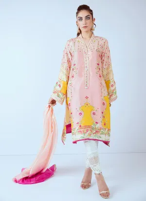 Beautiful designer printed dress in lavish pink color # P2276