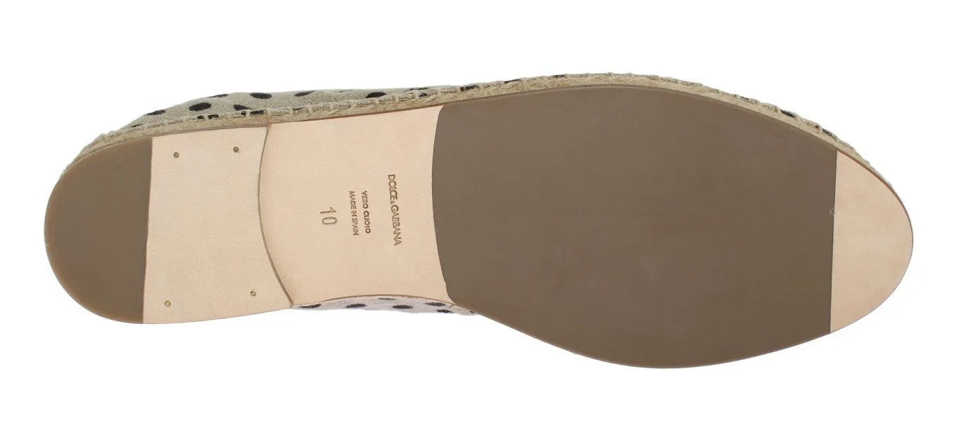 Beige Linen Polka Dot Logo Espadrilles