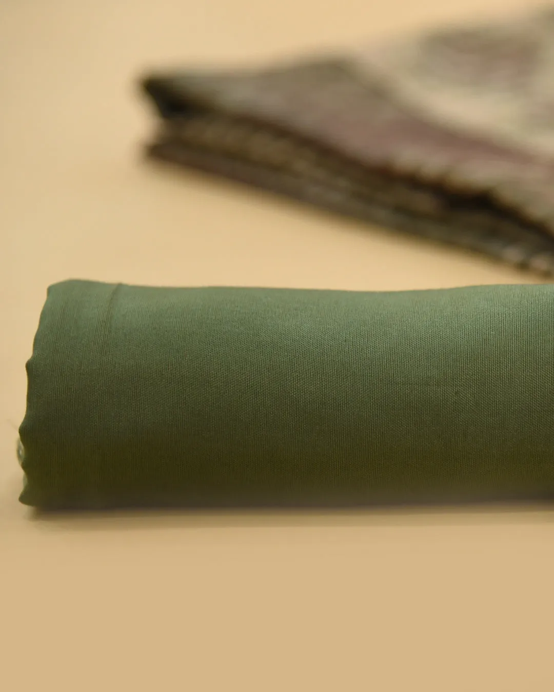 Beige With Green Cotton Silk Blend Printed With Embroidery Unstitched Suit Fabric Set With Cotton Silk Printed Dupatta