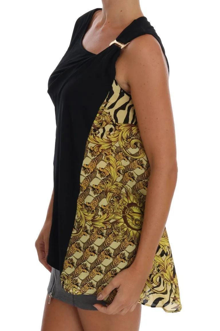 Black Gold Silk Baroque Blouse