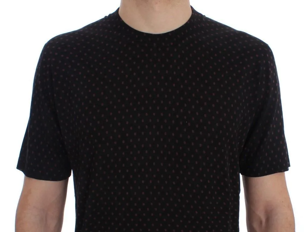 Black Red Polka Dotted Silk T-shirt