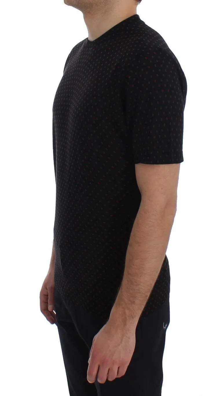 Black Red Polka Dotted Silk T-shirt