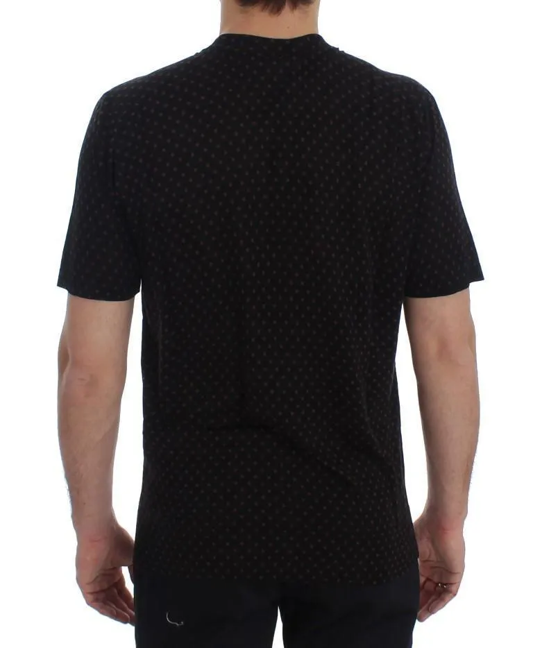 Black Red Polka Dotted Silk T-shirt