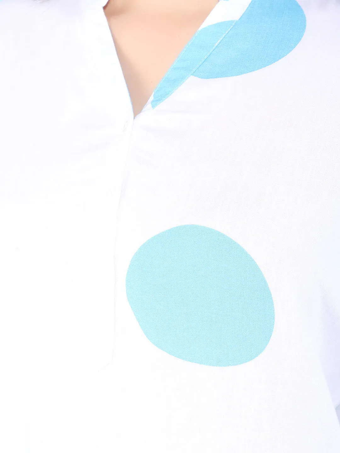 Blue Polka Dots Linen Top