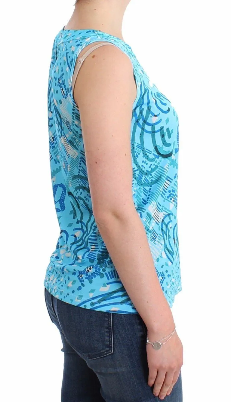 Blue printed tank top