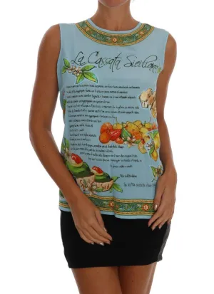 Blue Sicily Print Silk Blouse