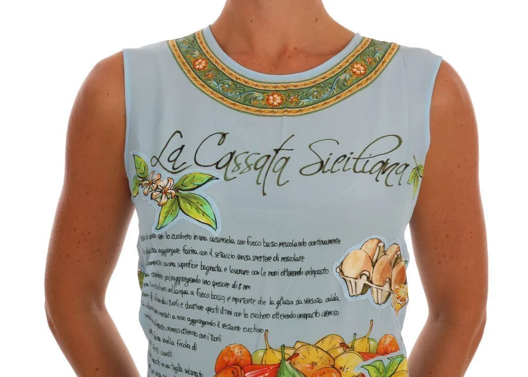 Blue Sicily Print Silk Blouse