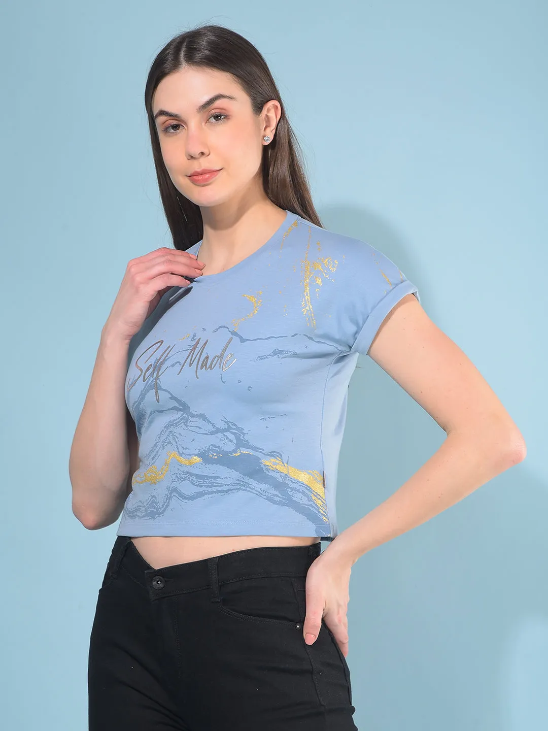 Blue Typographic T-Shirt