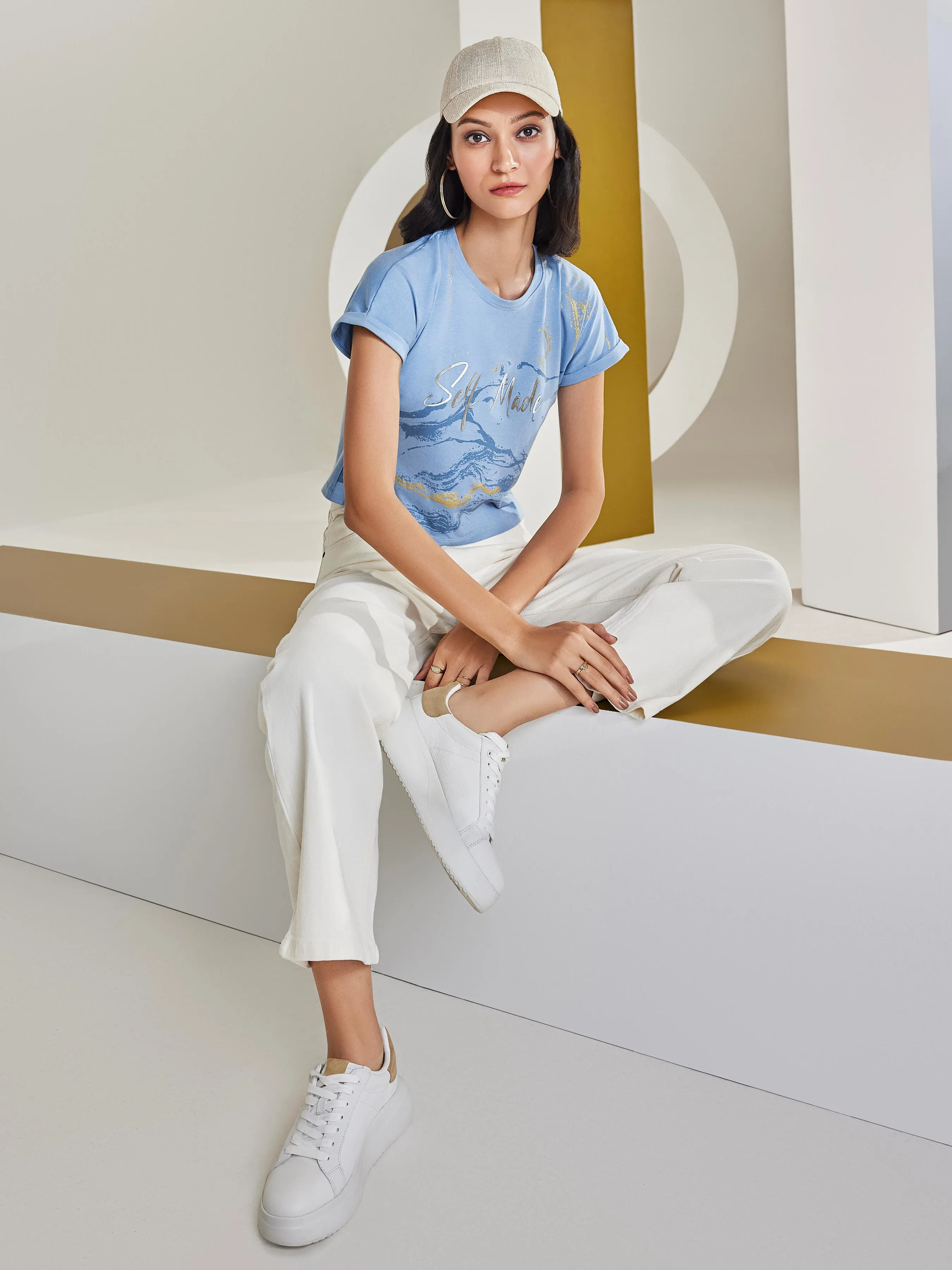 Blue Typographic T-Shirt