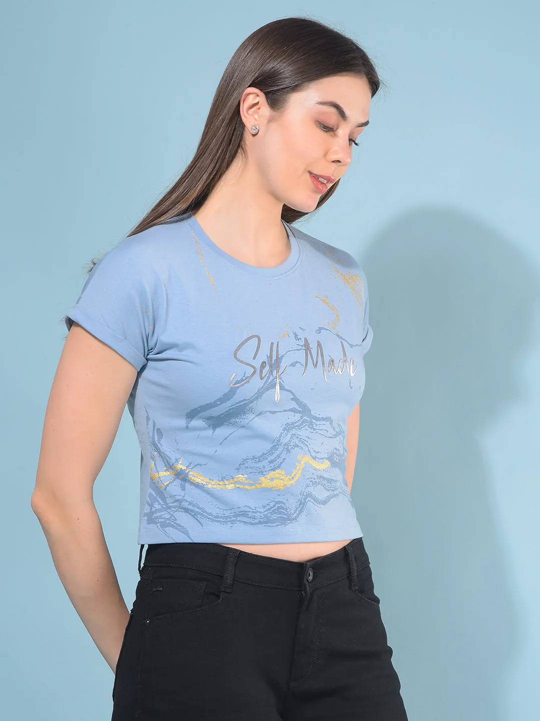 Blue Typographic T-Shirt