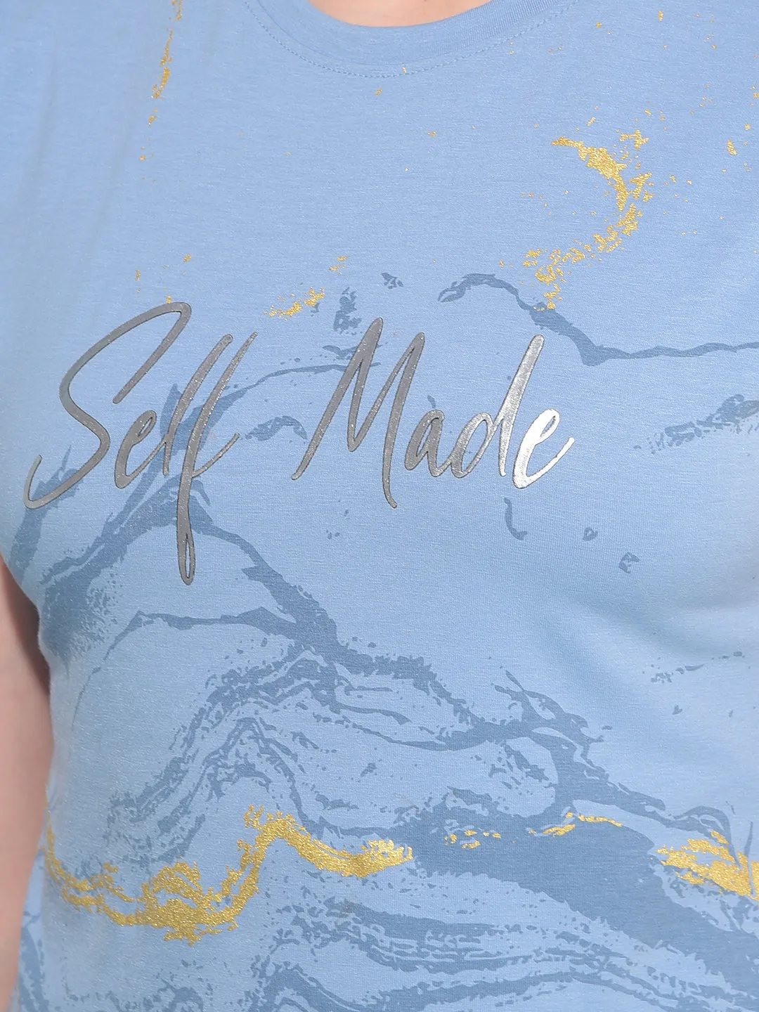 Blue Typographic T-Shirt