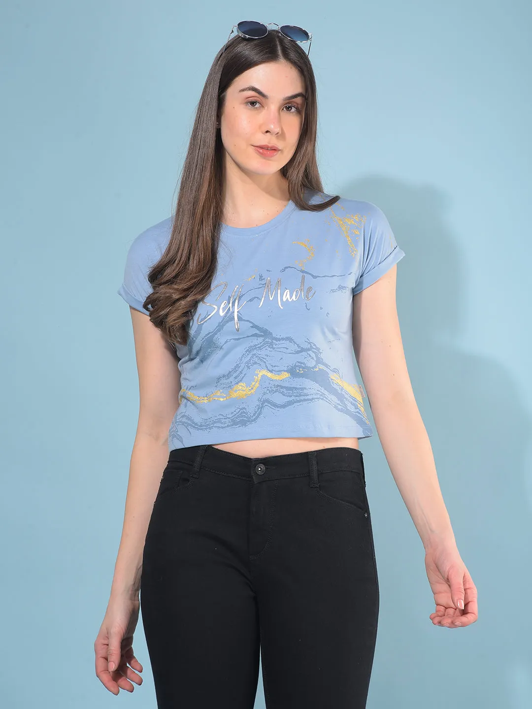 Blue Typographic T-Shirt