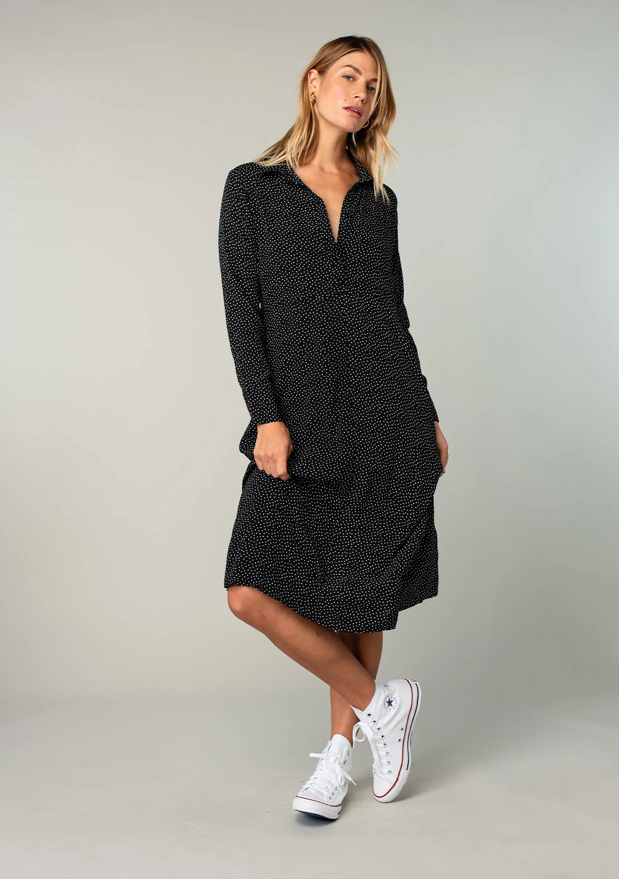 Bonjour Button Front Midi Dress