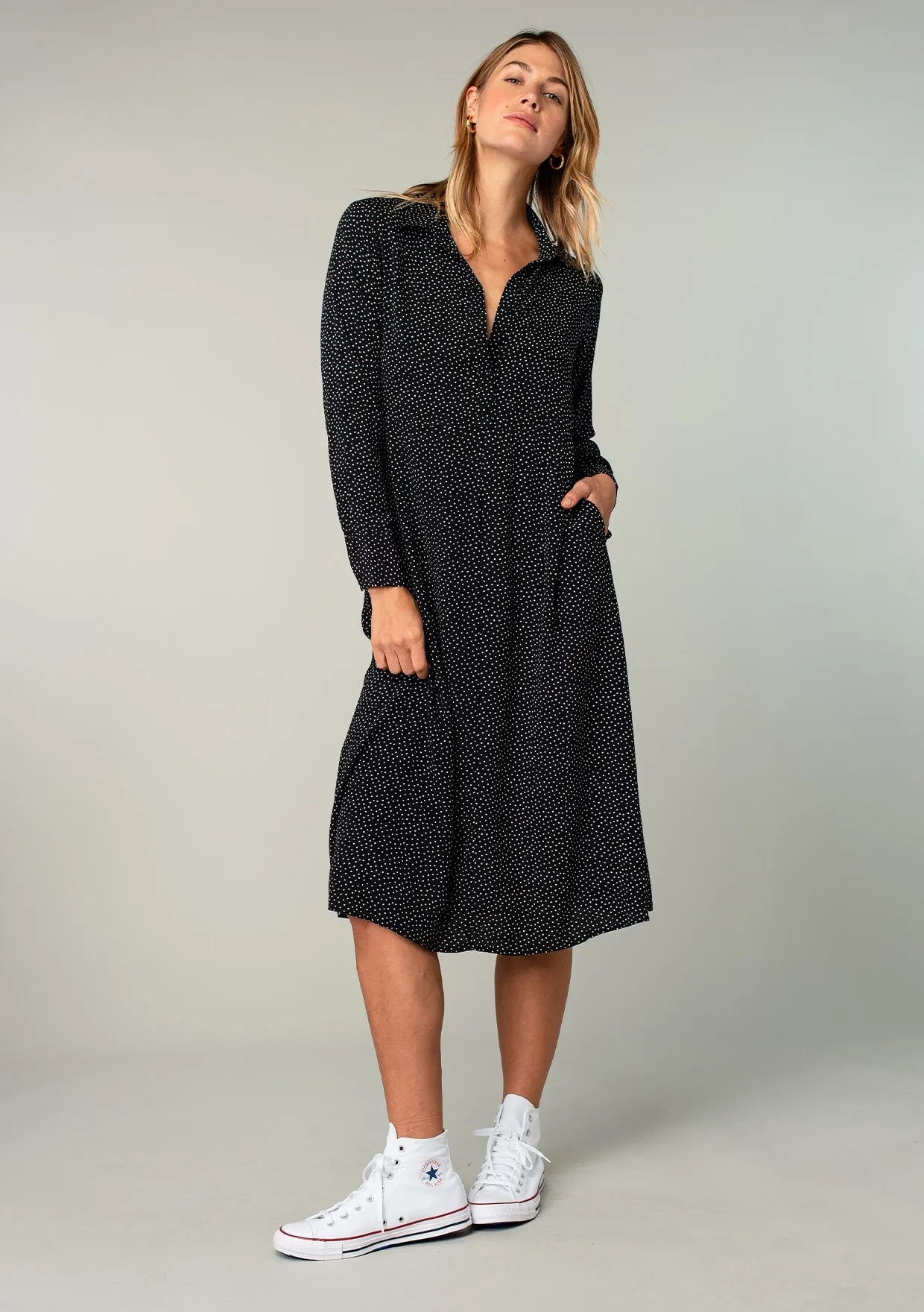 Bonjour Button Front Midi Dress