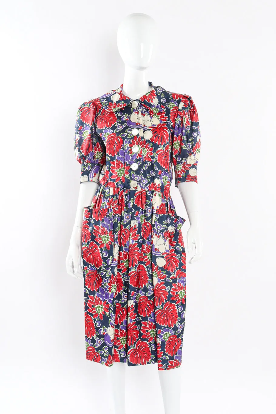Botanical Printed Silk Dress