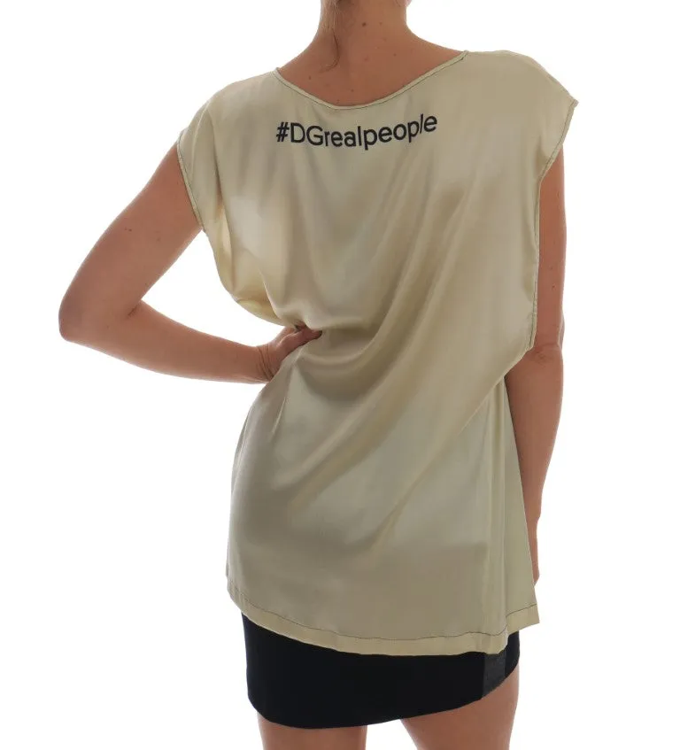 Cat Print Silk Stretch T-shirt