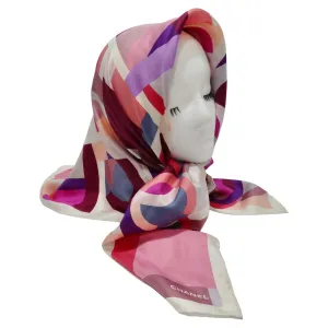 Chanel Multicolor Silk Logo Scarf