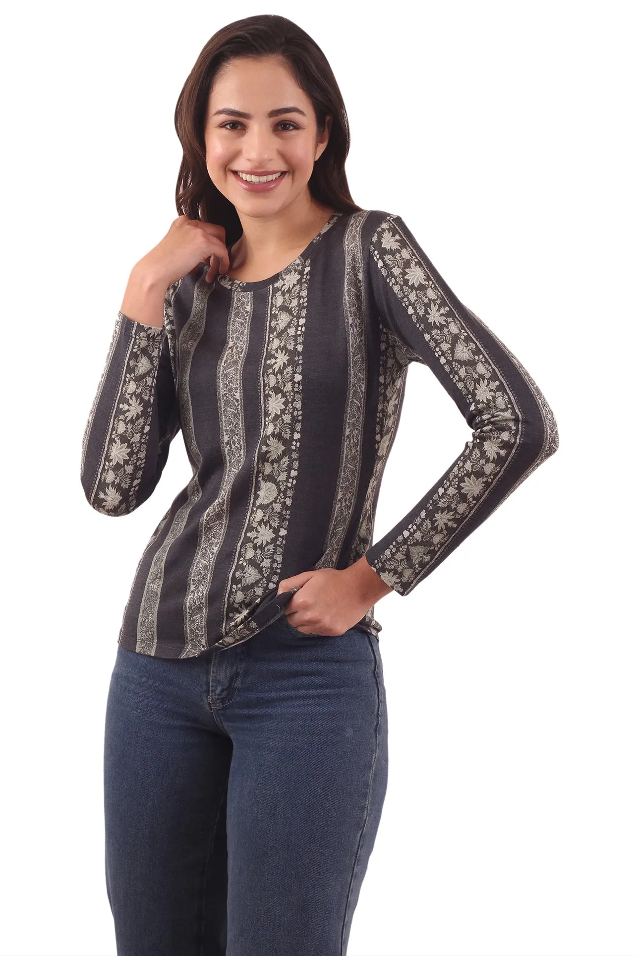 Charcoal Patterned Striper Top
