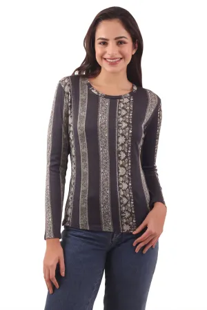 Charcoal Patterned Striper Top