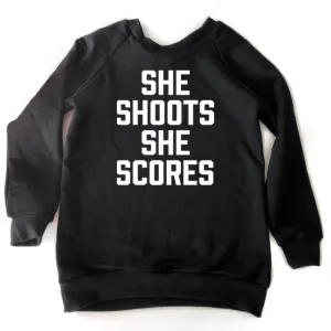 Child Crewneck Bamboo Fleece Top She Shoots She Scores in Two Colours