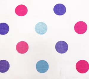 China Seas Fabric: Charade Multi - Custom Pink / Blue / Lavender Dots on White 100% Belgian Linen