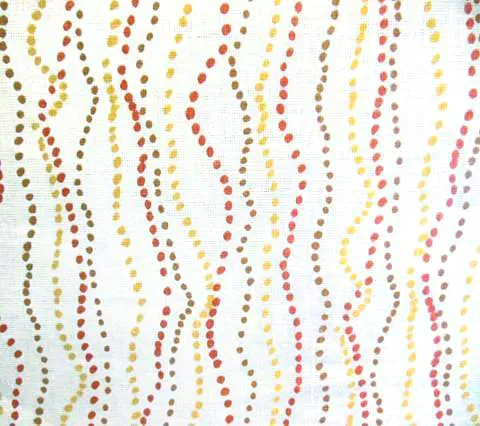China Seas Fabric: Ginza - Custom Peach / Yellow / Beige on White 100% Linen