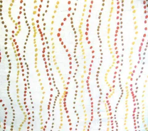 China Seas Fabric: Ginza - Custom Peach / Yellow / Beige on White 100% Linen