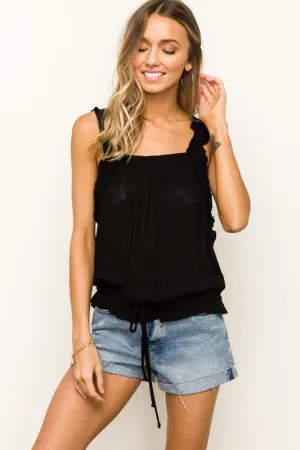 Cinched Waist Black Tank