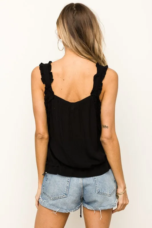 Cinched Waist Black Tank