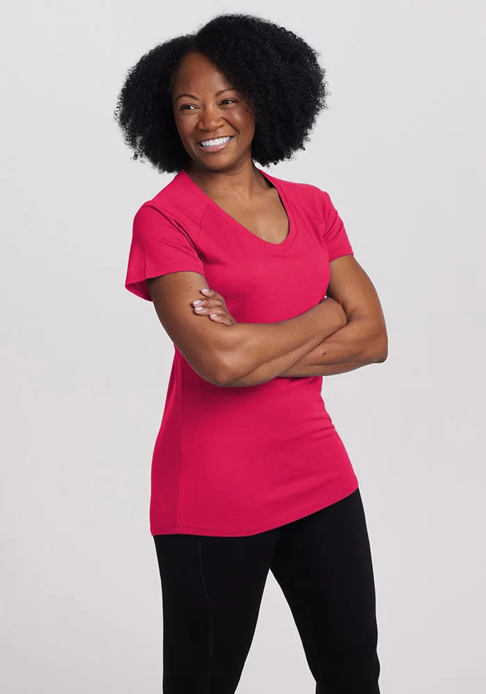 Clearance - Mia Short Sleeve V Neck