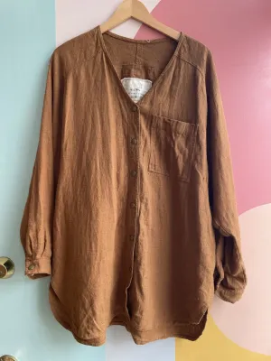 Collarless Snap Up Shirt (Est. Retail $130. As found, wear)