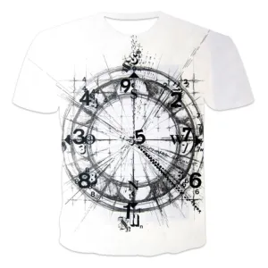 ContiNent 33 Men's Summer 3D Printed Compass T-Shirt Hip-Hop Style Large Size T-Shirt Cross Style Short Sleeve Clothing XXS-6XL