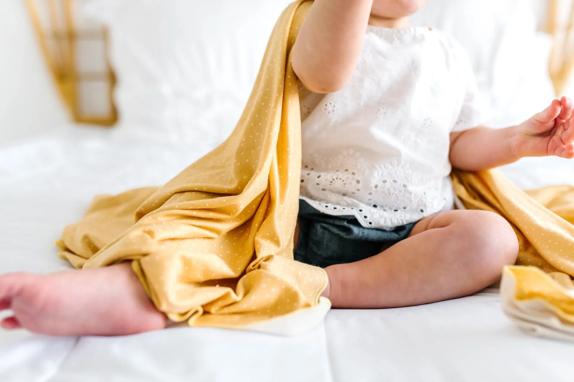 Copper Pearl Marigold Knit Swaddle Blanket