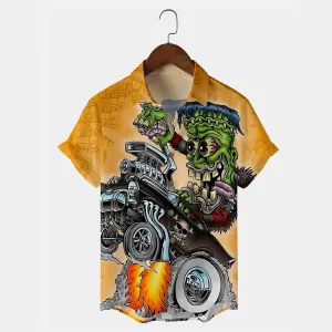 Crazy Classic Car Pattern Men's Short Sleeve Tops